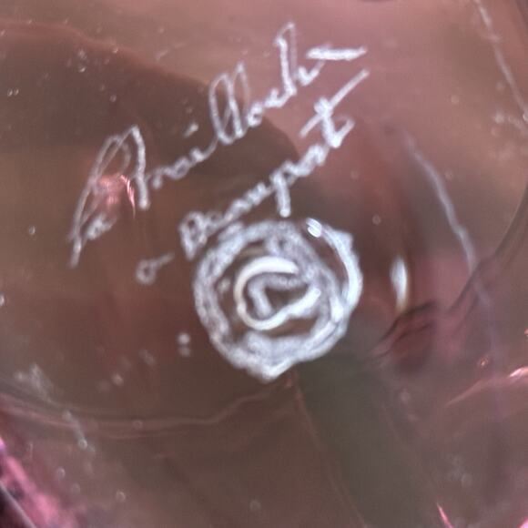 La Mailloche Quebec Purple Blown Art Glass Pinched Vase‎ or Decanter Signed 6" - Picture 9 of 9